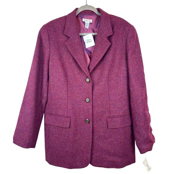 NWT Talbots 100% Wool Blazer Jacket Cranberry Crest Buttons Made in USA 16 - Picture 1 of 16